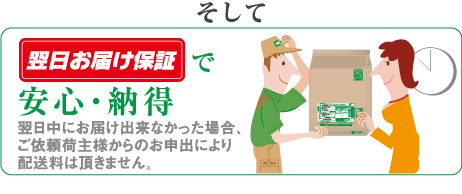 そして、翌日お届け保証で安心・納得